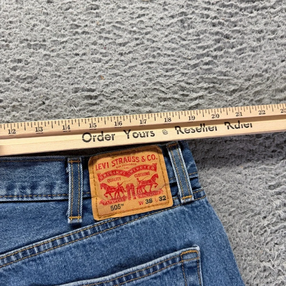 Levi's 505 Jeans Mens 38x30 Blue Cotton Denim Straight Baggy Streetwear Workwear